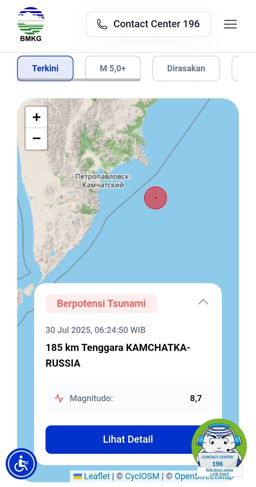 Akibat Gempa Rusia, BMKG Keluarkan Peringatan Dini Tsunami di Gorontalo dan Papua